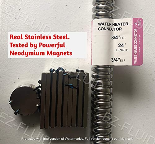 EZ-FLUID EZ-Fluid 12 Inch Corrugated Flexible Stainless Steel Water Heater Connector Supply Line for Female Iron Water Pipes Fitting 1 Pc - View 3 of 6