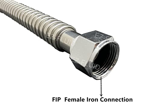 EZ-FLUID EZ-Fluid 12 Inch Corrugated Flexible Stainless Steel Water Heater Connector Supply Line for Female Iron Water Pipes Fitting 1 Pc - View 6 of 6