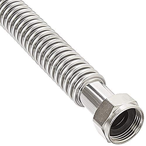 EZ-FLUID EZ-Fluid 12 Inch Corrugated Flexible Stainless Steel Water Heater Connector Supply Line for Female Iron Water Pipes Fitting 1 Pc