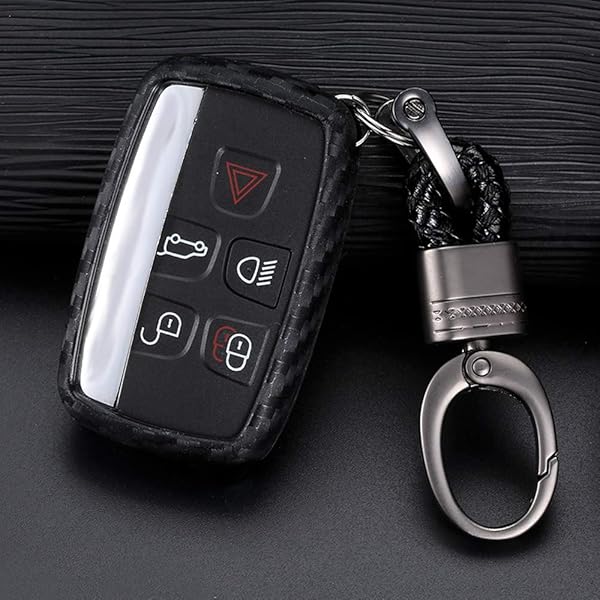 ROYALFOX Royalfox 5 Button Silicone Carbon Fiber Smart Remote Key Fob Case Cover for Land Rover and Jaguar Models - View 3 of 8