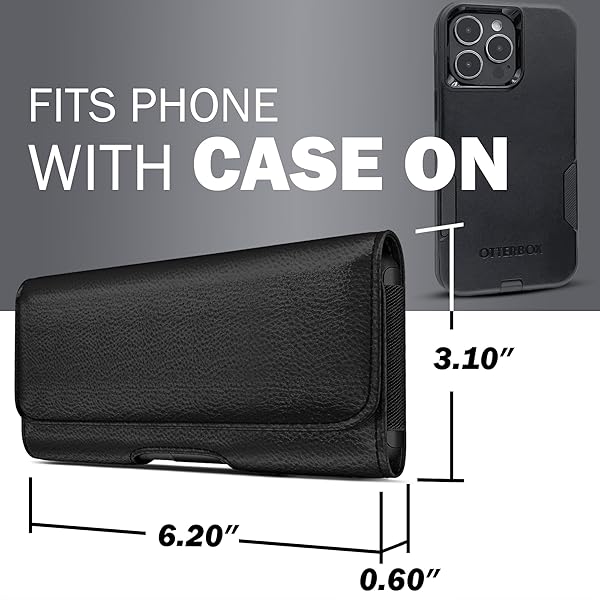 PiTau Bomea Leather Holster for iPhone 11 XR Belt Case with Clip Fits Otterbox Spigen and Other Cases - View 2 of 5