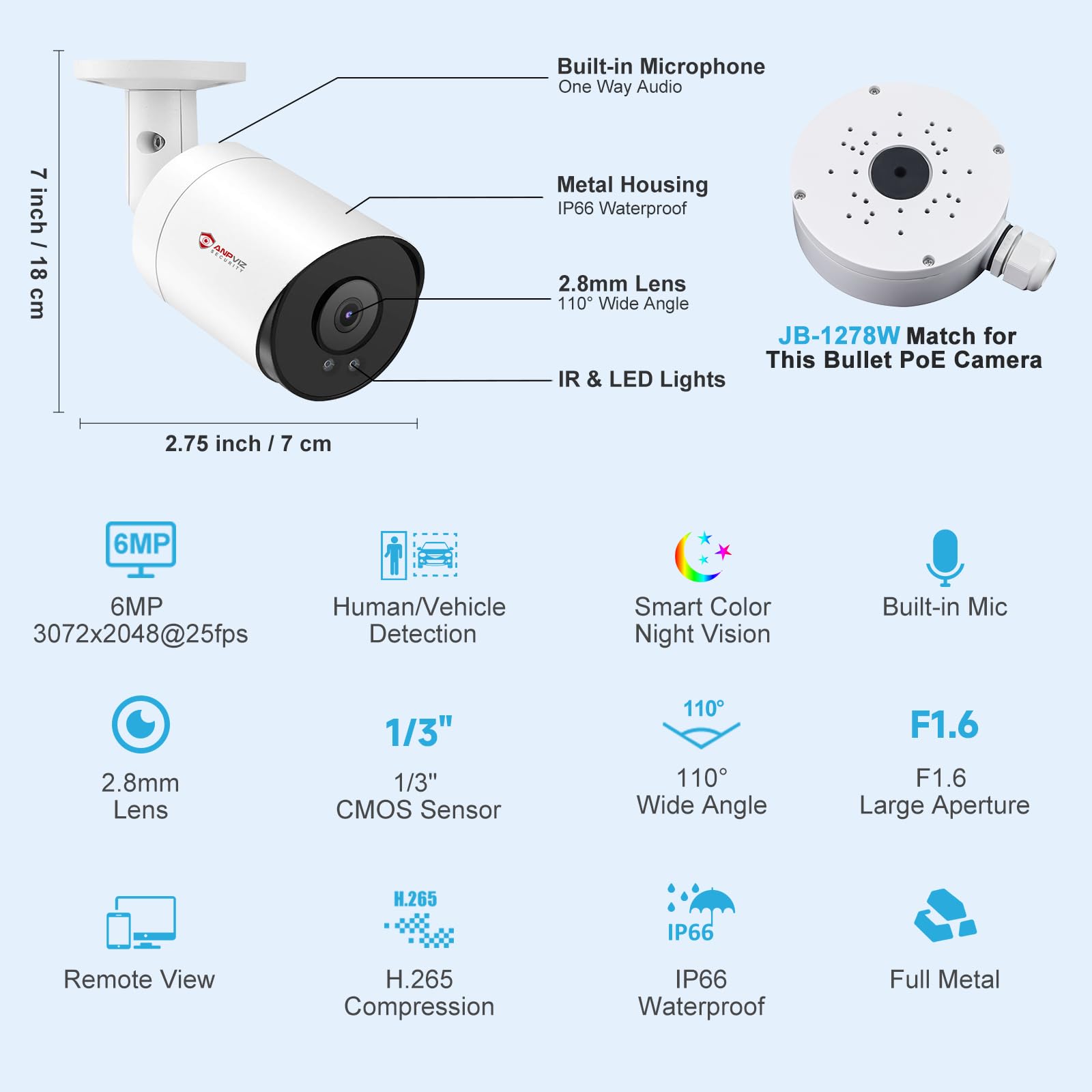 Anpviz Anpviz 5MP Bullet POE IP Camera: 24/7 Security, Night Vision, Audio & Motion Detection - View 9 of 9