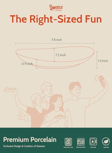 Sweese Sweese 151.001 Porcelain Dessert Salad Plates Set of 6 White 7.8 Inch Ideal for Serving Salads and Desserts - View 2 of 6