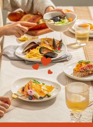 Sweese Sweese 151.001 Porcelain Dessert Salad Plates Set of 6 White 7.8 Inch Ideal for Serving Salads and Desserts - View 4 of 6