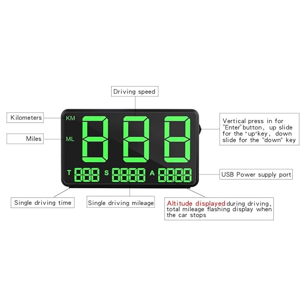 MASO MASO Universal Digital GPS Speedometer for Cars, Motorbikes & Bicycles - OBD-II Overspeed Alarm System (MPH/KM/h) - View 8 of 8