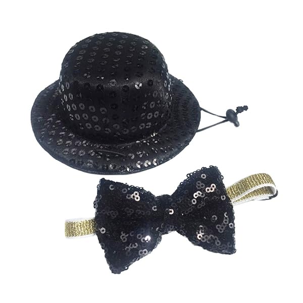 POPETPOP 2-Pack Dog Costume: Funny Top Hat & Bow Tie for Small Dogs - Perfect Party Accessories!