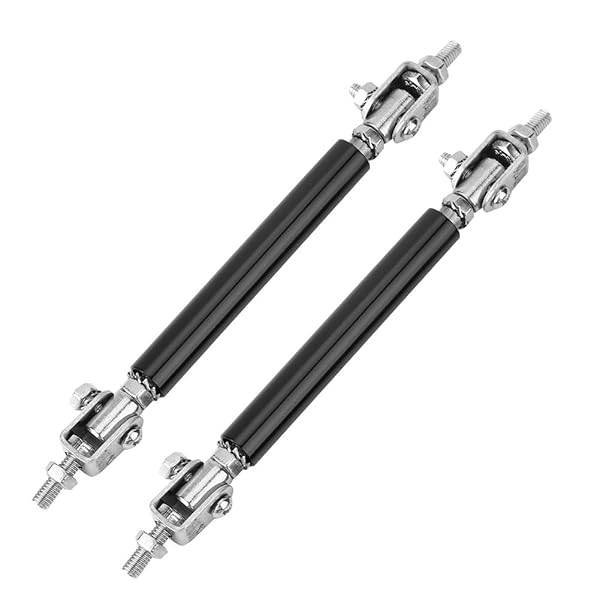 Aramox 2Pcs Car Bumper Protector - Universal 75mm Front & Rear Lip Rod Splitter Strut Tie Support (Black)
