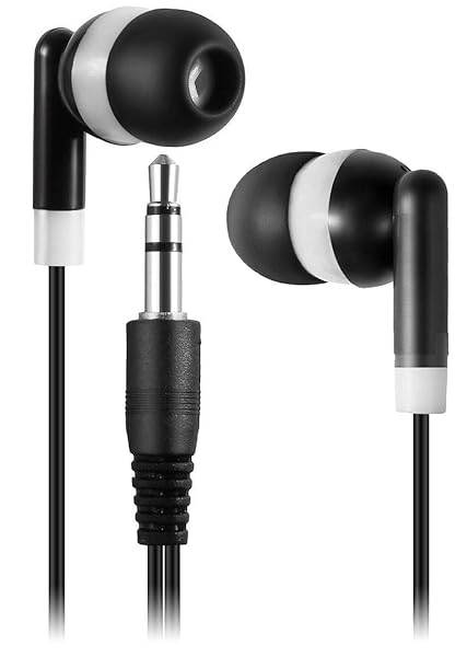 LowCostEarbuds.com Bulk Wholesale Lot of 25 Black and White Earbuds Headphones for Retail or Resale - View 3 of 5