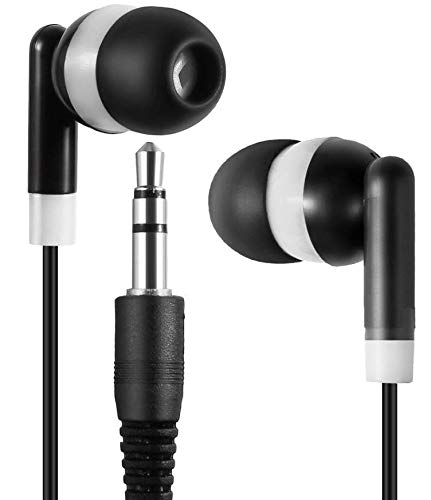 LowCostEarbuds.com Bulk Wholesale Lot of 25 Black and White Earbuds Headphones for Retail or Resale