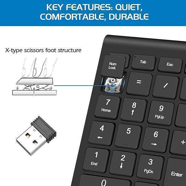 Foloda Foloda Wireless Numeric Keypad: 22-Key Portable 2.4 GHz Numpad for Laptop, PC & Surface Pro - Perfect for Financial Accounting - View 6 of 8
