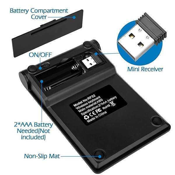 Foloda Foloda Wireless Numeric Keypad: 22-Key Portable 2.4 GHz Numpad for Laptop, PC & Surface Pro - Perfect for Financial Accounting - View 8 of 8