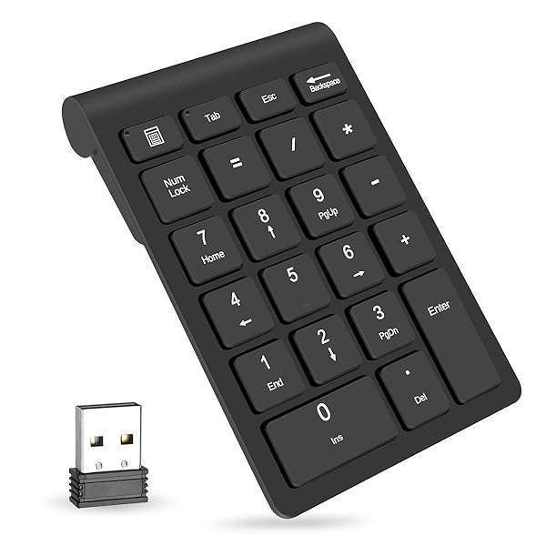 Foloda Foloda Wireless Numeric Keypad: 22-Key Portable 2.4 GHz Numpad for Laptop, PC & Surface Pro - Perfect for Financial Accounting
