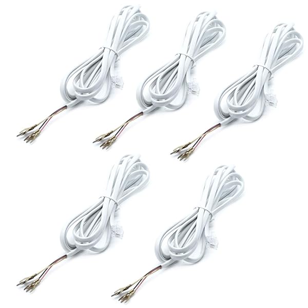Sscon Sscon 5pcs 6P4C RJ11 to 4 Spade Lug Telephone Cord Cable Connector White 6.6Ft