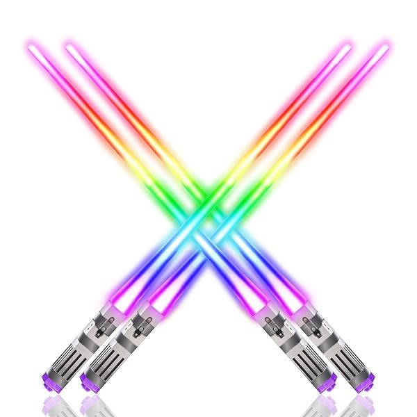 ChopSabers Light Up Your Sushi: LED Lightsaber Chopsticks - 8 Color Modes, Reusable & Fun for Star Wars Fans - 2 Pairs