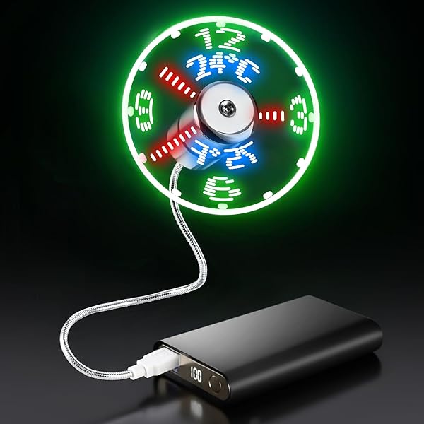 BREIS BREIS USB Clock Fan: Real-Time Clock & Temperature Display - Silver, 1 Year Warranty - View 6 of 7