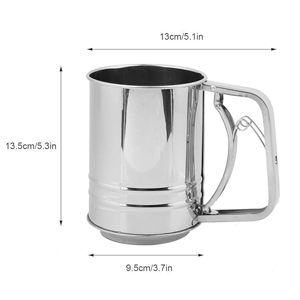TOPINCN Stainless Steel Manual Flour Sifter Fine Mesh Strainer for Kitchen Cooking and Baking - View 2 of 8