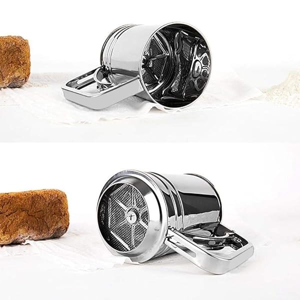 TOPINCN Stainless Steel Manual Flour Sifter Fine Mesh Strainer for Kitchen Cooking and Baking - View 4 of 8