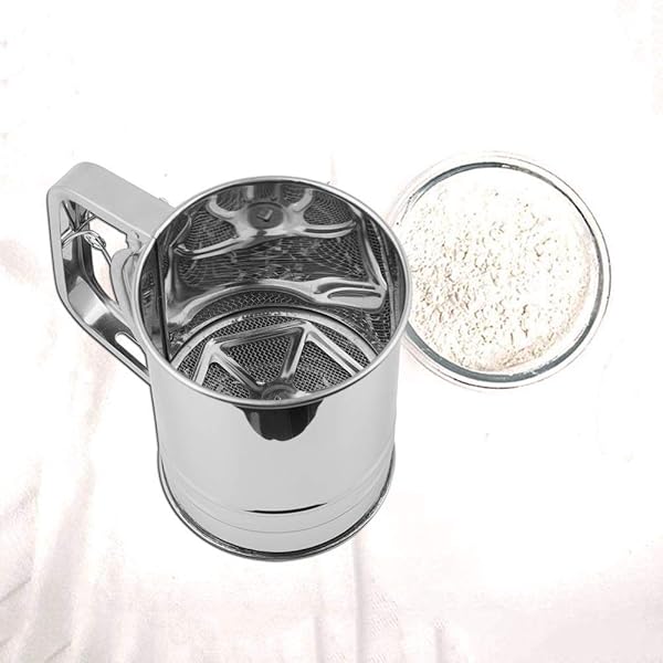TOPINCN Stainless Steel Manual Flour Sifter Fine Mesh Strainer for Kitchen Cooking and Baking - View 5 of 8
