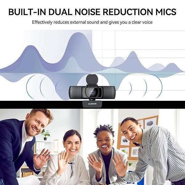 AUSDOM AUSDOM AF640 1080P Webcam with Microphone, 90Â°FOV USB PC Camera Webcam with Privacy Cover, Plug and Play Computer Camera for Online Calling/Conferencing, Zoom/Skype/YouTube, Laptop/PC - View 4 of 9