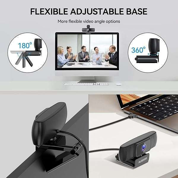 AUSDOM AUSDOM AF640 1080P Webcam with Microphone, 90Â°FOV USB PC Camera Webcam with Privacy Cover, Plug and Play Computer Camera for Online Calling/Conferencing, Zoom/Skype/YouTube, Laptop/PC - View 7 of 9