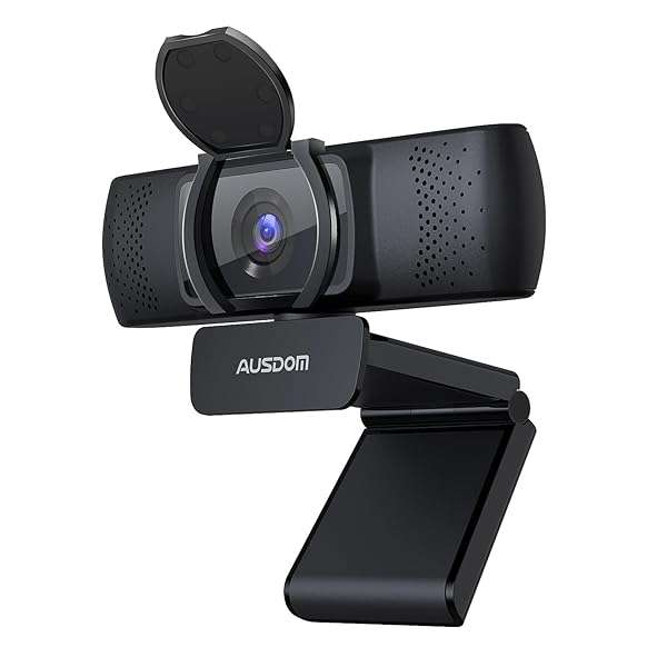 AUSDOM AUSDOM AF640 1080P Webcam with Microphone, 90Â°FOV USB PC Camera Webcam with Privacy Cover, Plug and Play Computer Camera for Online Calling/Conferencing, Zoom/Skype/YouTube, Laptop/PC - View 2 of 9
