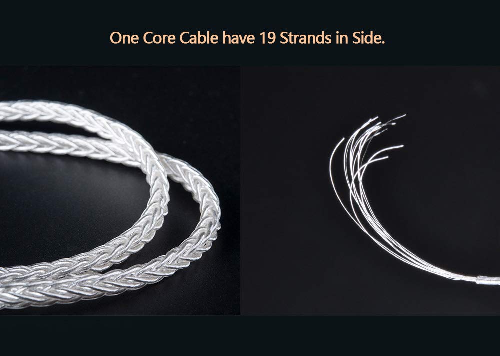 KBEAR 8 Core Silver Plated Earphone Cable Detachable Replacement for TIN P1 Shure SE215 SE315 SE425 SE535 MMCX 3.5mm - View 6 of 6