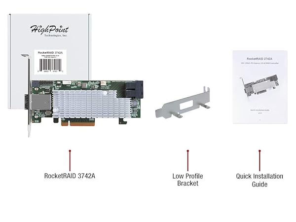 HighPoint Highpoint RocketRAID 3742A 8 Internal 8 External Channels 12GBPS PCIe 3.0 X8 SAS SATA RAID Controller - View 5 of 5