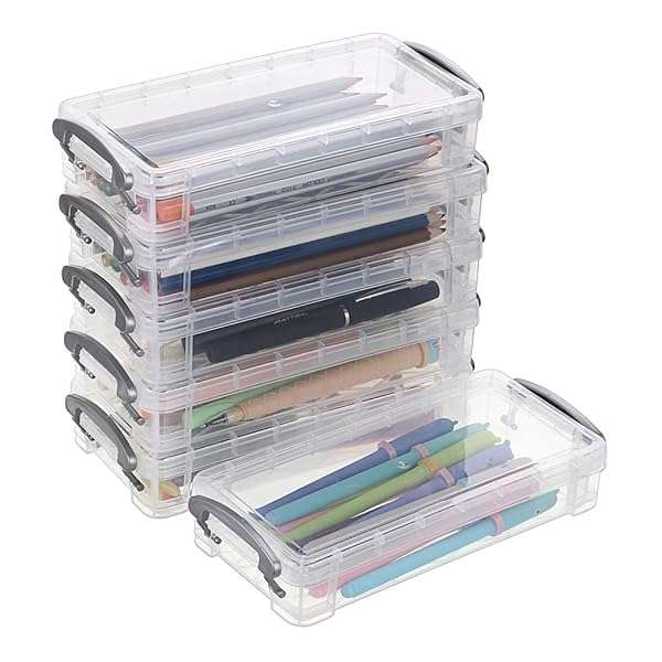 BTSKY BTSKY Large Capacity Pencil Box - 6 Pack Clear Organizer for Office & Art Supplies Storage