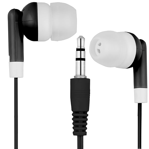LowCostEarbuds.com Bulk Wholesale Lot of 50 Black and White Earbuds Headphones for Retail or Resale