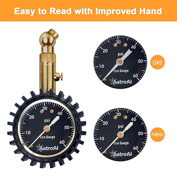 AstroAI AstroAI Tire Pressure Gauge 0-60 PSI Large Easy Read Glow Dial Accurate for Bicycle Car SUV Truck Motorcycle - View 5 of 8
