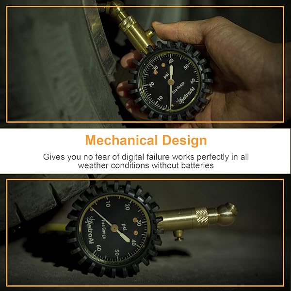 AstroAI AstroAI Tire Pressure Gauge 0-60 PSI Large Easy Read Glow Dial Accurate for Bicycle Car SUV Truck Motorcycle - View 8 of 8