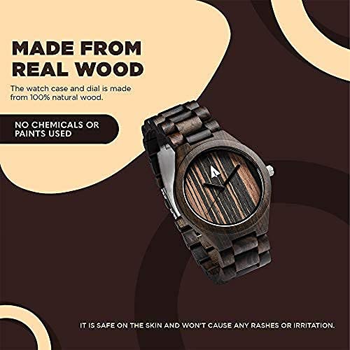 Treehut Treehut Wooden Watches for Men with Japanese Quartz Movement Stylish Ebony Wood Wrist Watch Adjustable Stainless Steel Buckle - View 4 of 6