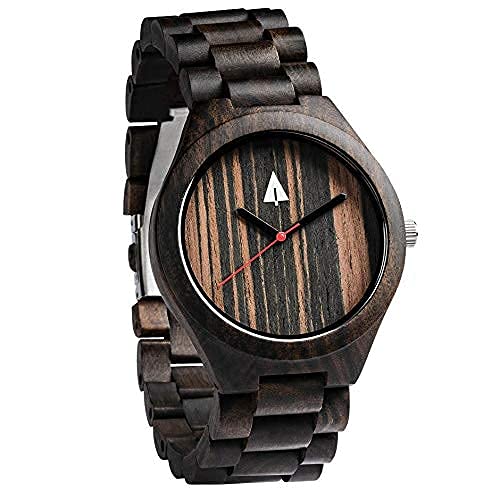 Treehut Treehut Wooden Watches for Men with Japanese Quartz Movement Stylish Ebony Wood Wrist Watch Adjustable Stainless Steel Buckle