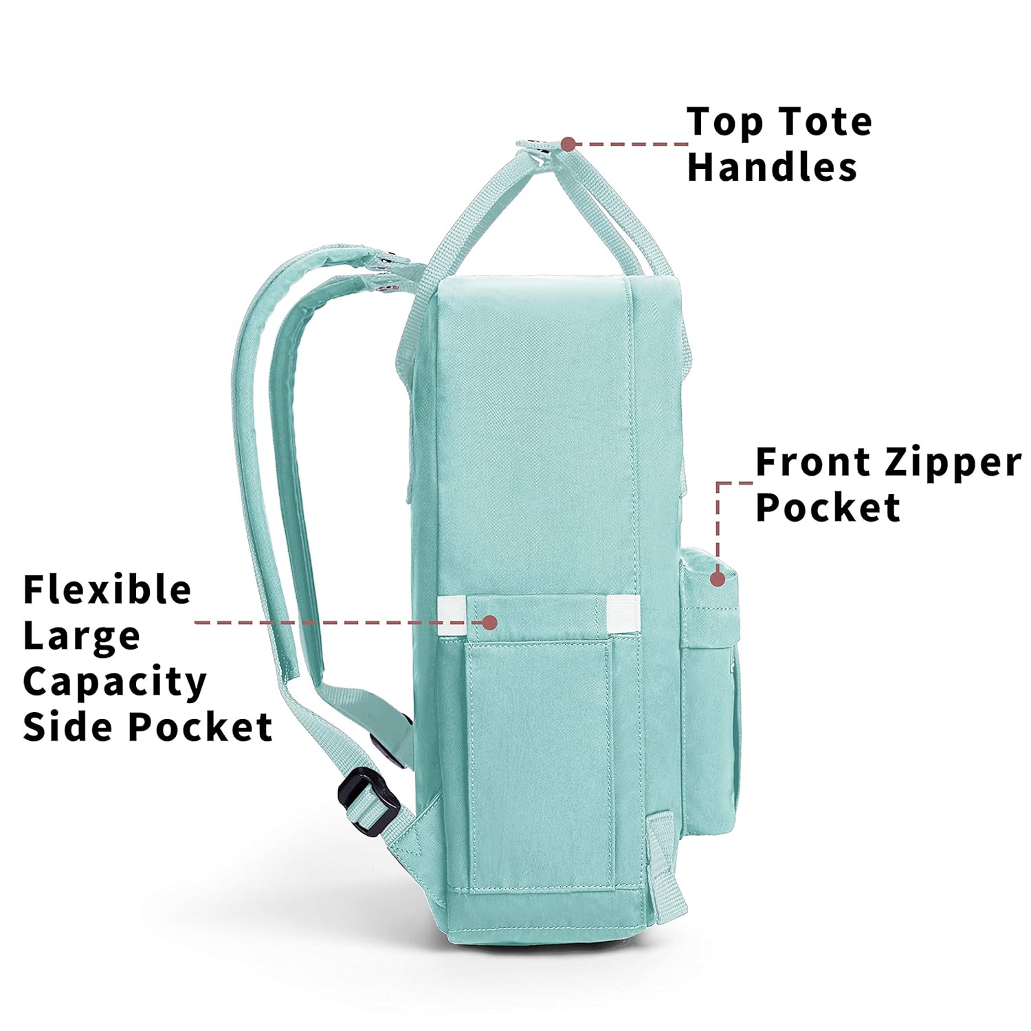 KALIDI KALIDI Mint Green Casual Laptop Backpack 15 Inches Classic Rucksack for Travel College Hiking Gym Outdoor Daypack - View 3 of 9