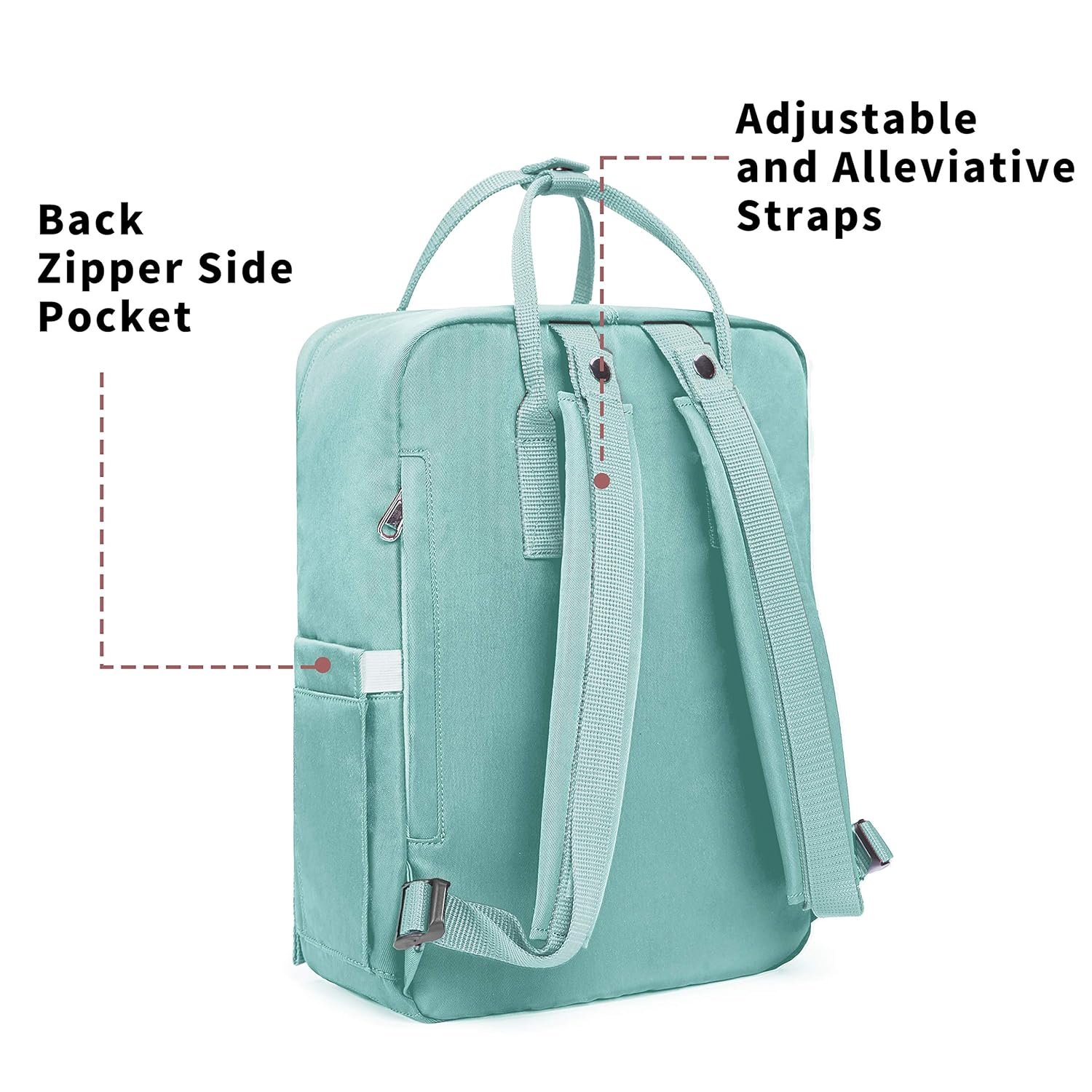 KALIDI KALIDI Mint Green Casual Laptop Backpack 15 Inches Classic Rucksack for Travel College Hiking Gym Outdoor Daypack - View 4 of 9