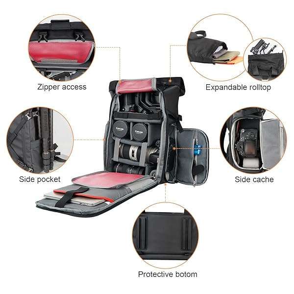 Besnfoto Waterproof Camera Backpack for DSLR & Mirrorless - Besnfoto with Laptop Compartment & Rain Cover - View 6 of 8