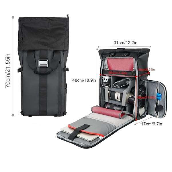 Besnfoto Waterproof Camera Backpack for DSLR & Mirrorless - Besnfoto with Laptop Compartment & Rain Cover - View 8 of 8
