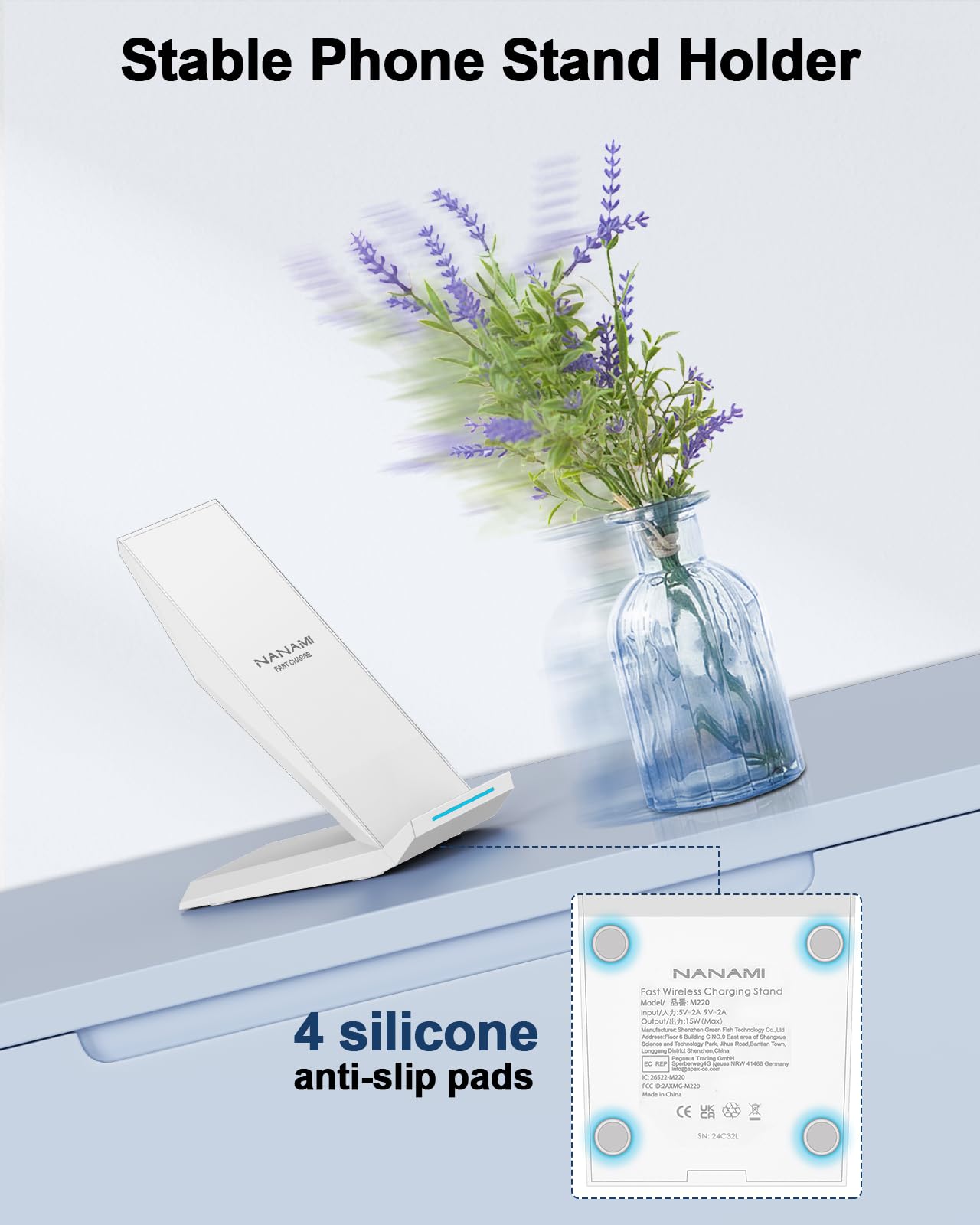 NANAMI NANAMI Fast Wireless Charger Qi Certified Charging Stand with 20W PD Charger for iPhone and Samsung Galaxy Devices - View 7 of 7