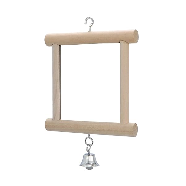 Wontee 4 PCS Bird Mirror with Bell Parrot Hanging Toy for Cockatiel Parakeets Canaries Budgie Cage Accessories - View 5 of 7