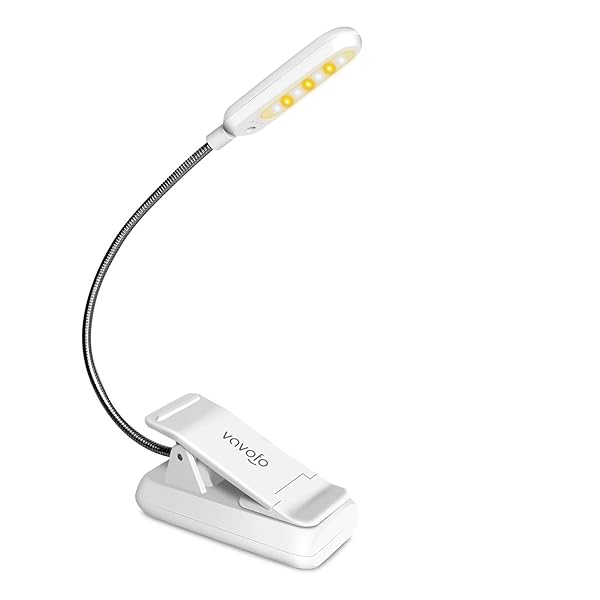 VAVOFO VAVOFO Clip On Book Light 7 LED Reading Light 9-Level Warm Cool White Eye Care Lamp for Kids and Bookworms White