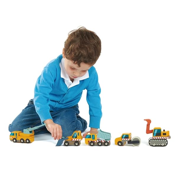 Tender Leaf Toys Tender Leaf Toys Construction Site Set with Crane Truck Road Roller Dump Truck and Front Loader for Kids 3 Years and Up - View 4 of 5