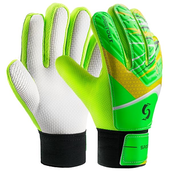 Sportout Sportout Kids Goalkeeper Gloves - Size 5, Non-Slip Latex, Double Wrist Protection for Ages 5-8 (Green)