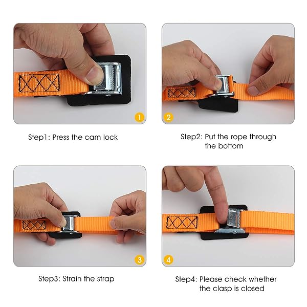 JCHL JCHL 20ft Tie Down Strap 1inch Lashing Strap Cargo Strap with Padded Cam Lock Buckle 1000lbs Capacity 4Pack - View 4 of 9