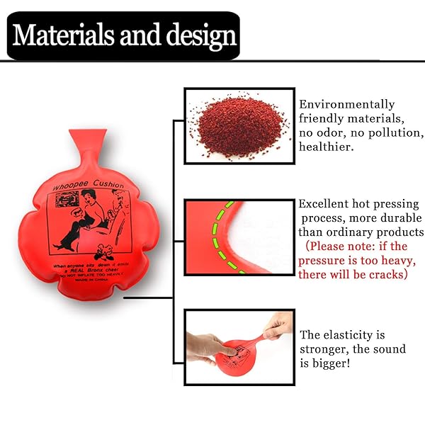 Hualedi Whoopee Cushion Set 12 Pack 4 Inch Non Automatic Inflation Party Favor Novelty Trick Joke Gift for Kids Adults Office Home - View 4 of 6