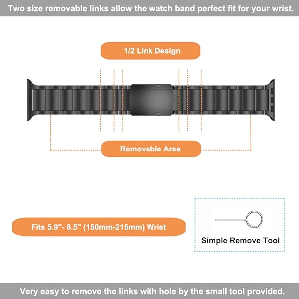 YEEJOK YEEJOK Titanium Bands for Apple Watch Ultra 2, Series 9, & More - Stylish 49mm, 46mm, 45mm, 44mm, 42mm Options for Men & Women - View 6 of 7