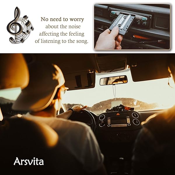 arsvita arsvita Car Audio Aux Cassette Adapter with Type C to 3.5mm Audio Aux Jack Adapter for Google Samsung Xiaomi Huawei Devices White - View 8 of 8