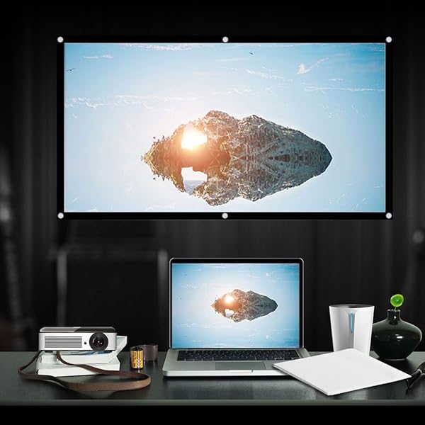 ASHATA ASHATA 120-Inch 16:9 HD 4K Portable Projector Screen - Foldable, Black Edging, Ideal for Home Theater & Outdoor Use - View 5 of 10