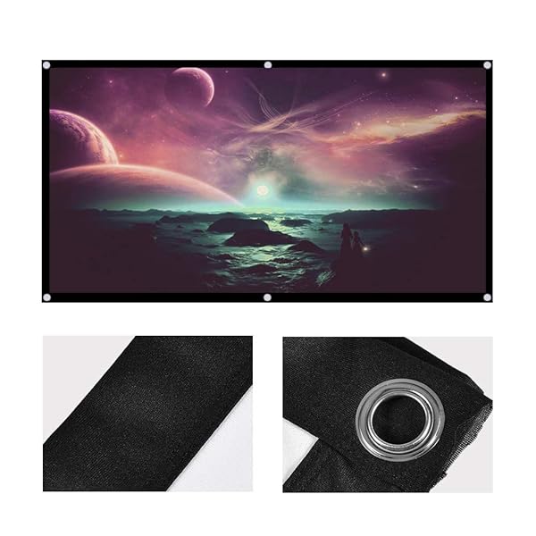 ASHATA ASHATA 120-Inch 16:9 HD 4K Portable Projector Screen - Foldable, Black Edging, Ideal for Home Theater & Outdoor Use - View 7 of 10