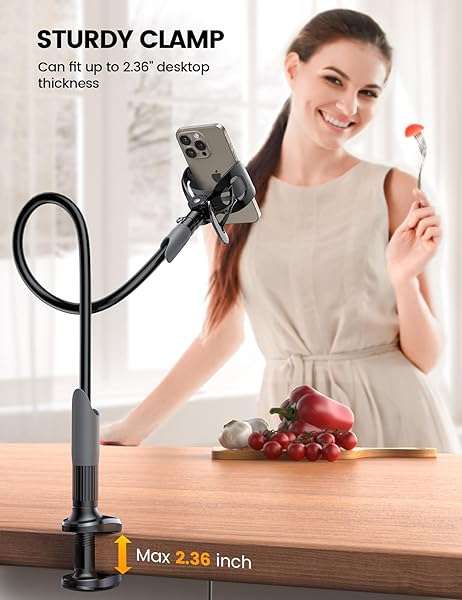 Lamicall "Flexible Lamicall Gooseneck Phone Holder for Bed - Perfect Clamp for iPhone 16 Pro Max & 4-7" Phones" - View 6 of 9