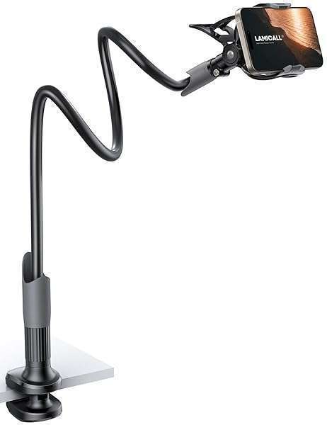 Lamicall "Flexible Lamicall Gooseneck Phone Holder for Bed - Perfect Clamp for iPhone 16 Pro Max & 4-7" Phones" - View 2 of 9